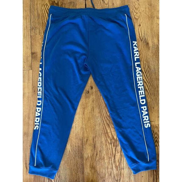 Karl Lagerfeld Paris Women’s French Terry Logo Tape Jogger Blue Size XL NWT - Picture 2 of 9